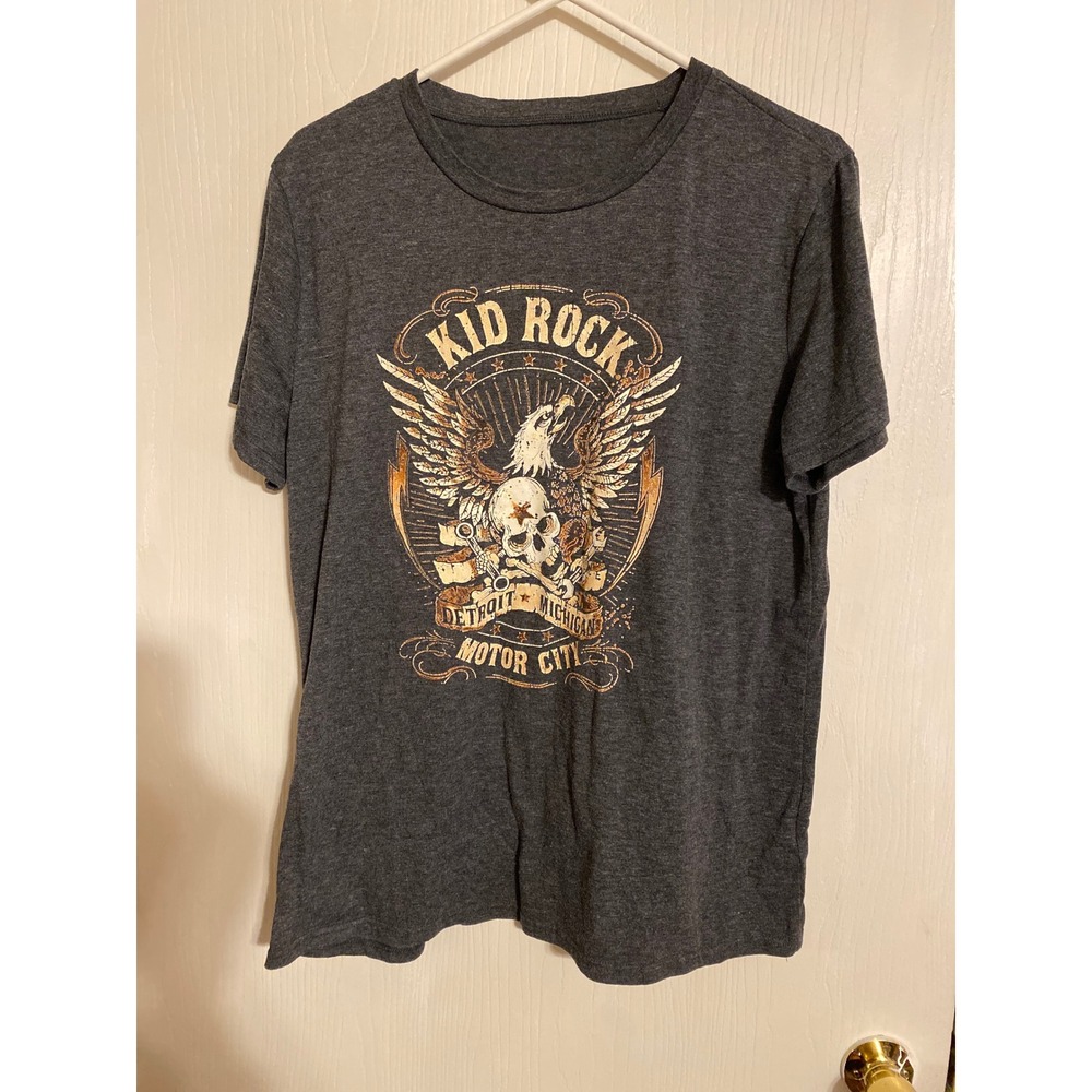 Kid Rock Detroit Michigan MotorCity Eagle Skull Graphic T-Shirt Charcoal XL
0260